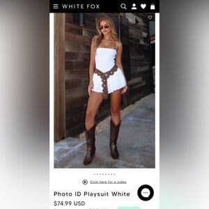 White fox white play suit (sewn in shorts)